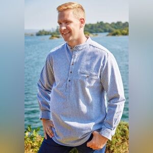 Lee Valley Men’s Grandfather Shirt Size 3X Stripe Flannel Blue Ireland